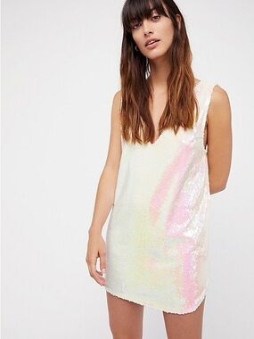 Tutu Du Monde Iridescent Sequin Mini Dress in White and Pink